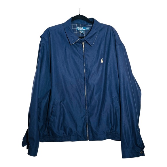 Polo Ralph Lauren XXL Blue Harrington Jacket Full Zip Windbreaker Coat Mens - Picture 7 of 7